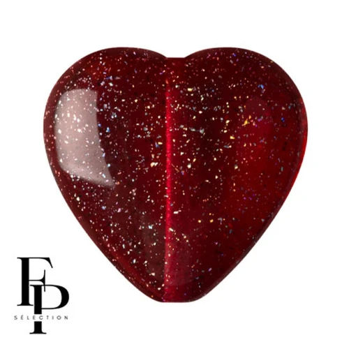 Cuenta de cristal corazón 16x15 mm - Transparente Constelación Granate x1