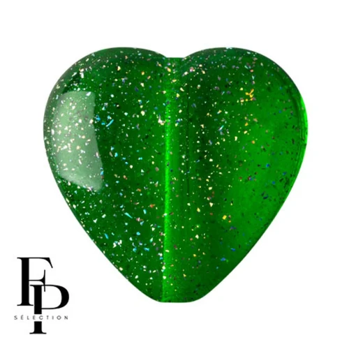 Cuenta de cristal corazón 16x15 mm - Verde Constelación transparente x1
