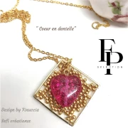 Cuenta de cristal corazón 16x15 mm - Transparente Constelación Rosa x1