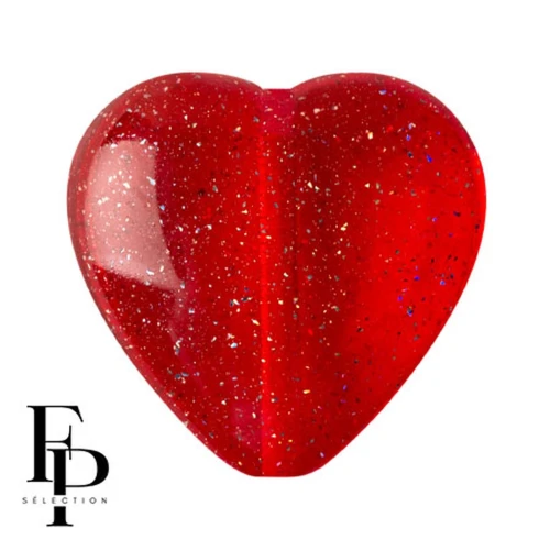 Cuenta de cristal corazón 16x15 mm - Rojo Constelación transparente x1
