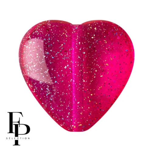 Cuenta de cristal corazón 16x15 mm - Constelación Transparente Rosa Fucsia x1
