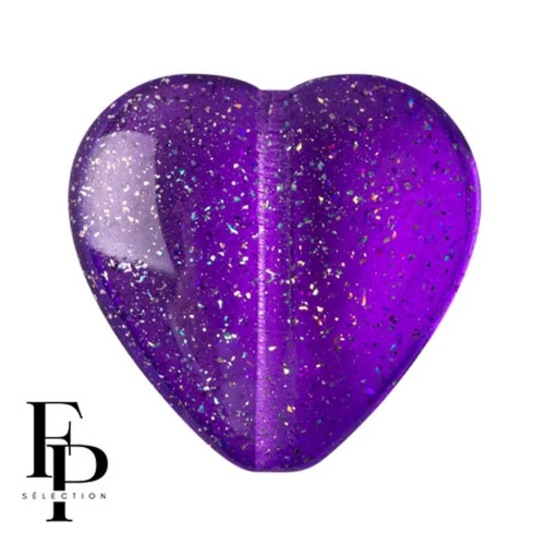 Cuenta de cristal corazón 16x15 mm - Transparente Constelación Violeta x1
