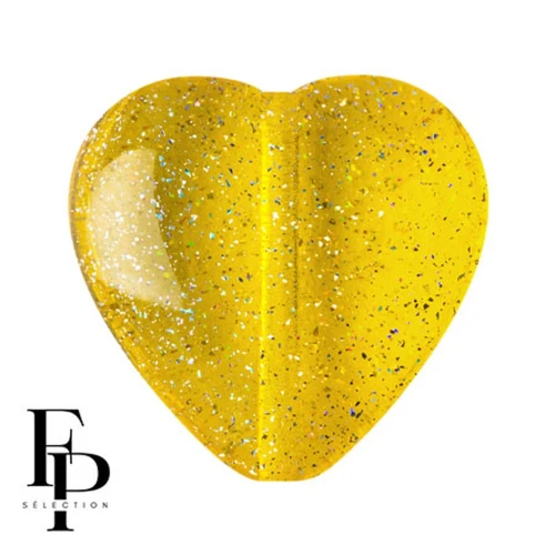 Cuenta de cristal corazón 16x15 mm - Transparente Constelación Amarillo x1