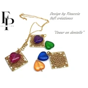 Cuenta de cristal corazón 16x15 mm - Azul Constelación transparente x1