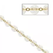 Cadena con cuentas facetadas 4 mm Crystal/laton bruto x 50cm
