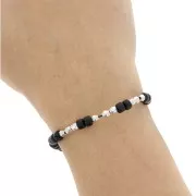 Cuentas facetadas 4 mm Chapado Plateado envejecido x10