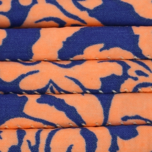 Cordón de algodón 6 mm  Salmón/Azul Oscuro x 1 m