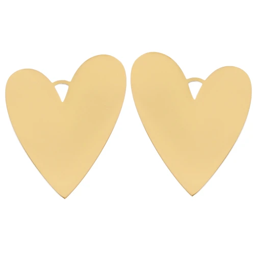 Colgantes corazón 38x30 mm - Acero inoxidable 304L Dorado x2