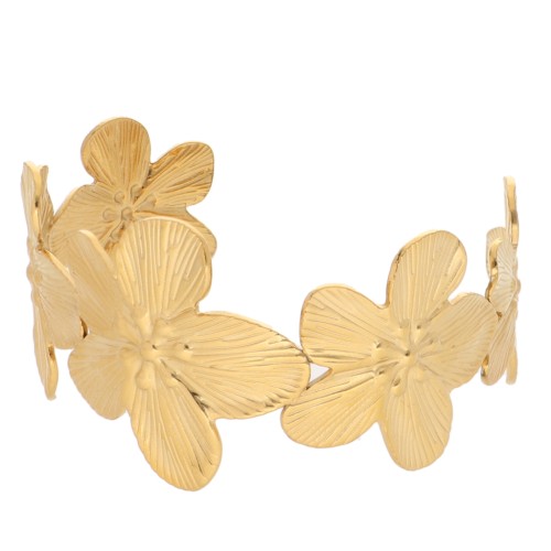 Pulsera brazalete flor de cerezo 36x160mm - Acero inoxidable 304L Dorado x1