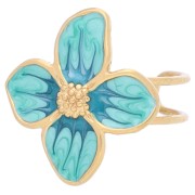 Anillo flor 23x21 mm con resina epoxi - Acero inoxidable 304L Dorado - Verde nacarado x1|raw }}