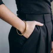 Pulsera brazalete de 68 mm - 8 mm de ancho - Acero inoxidable 304L Dorado x1