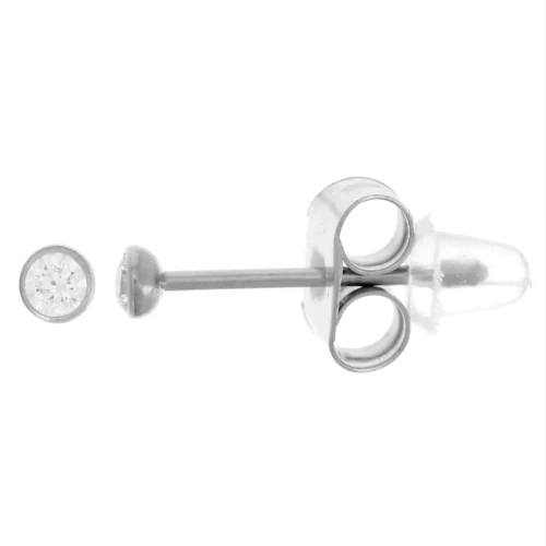 Pendientes redondos de 2,5 mm con óxido de circonio - Acero inoxidable 304L x2