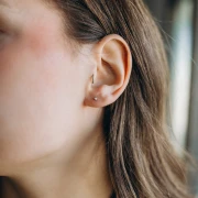 Pendientes redondos de 2,5 mm con óxido de circonio - Acero inoxidable 304L x2