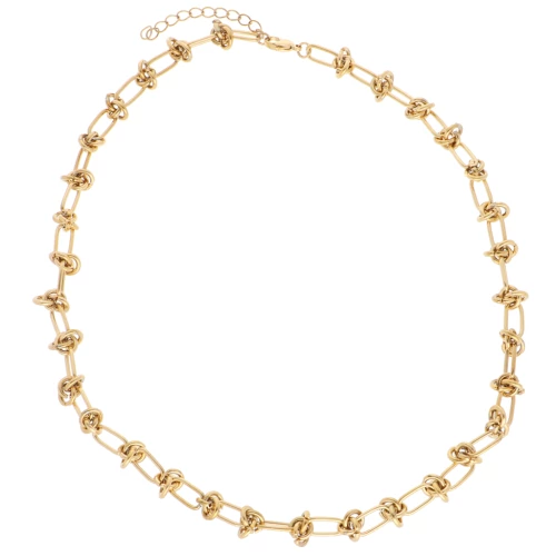 Collar de Malla Efecto Nudo 7.5mm - Acero inoxidable 304L Dorado x46cm