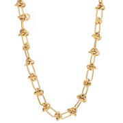 Collar de Malla Efecto Nudo 7.5mm - Acero inoxidable 304L Dorado x46cm