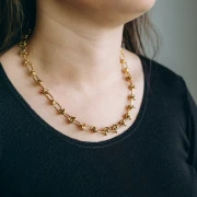 Collar de Malla Efecto Nudo 7.5mm - Acero inoxidable 304L Dorado x46cm