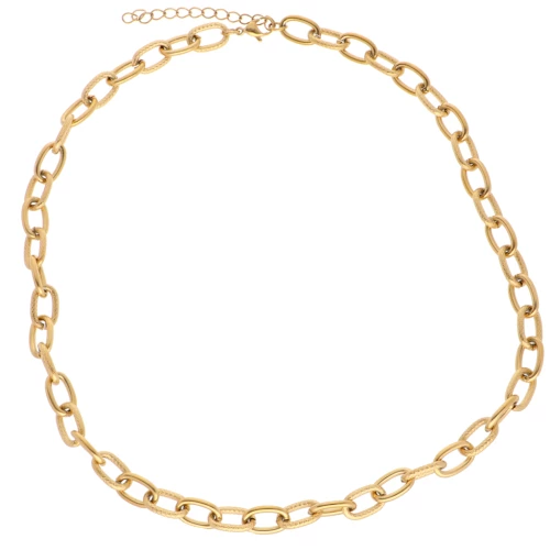 Forçat 8,3 mm alternando textura collar de malla - Acero inoxidable 304L Dorado x46cm