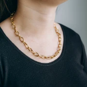 Forçat 8,3 mm alternando textura collar de malla - Acero inoxidable 304L Dorado x46cm