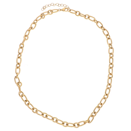 Forçat 7 mm alternando cuello de malla - Acero inoxidable 304L Dorado x44cm