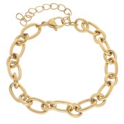 Forçat Pulsera Malla Alternada 7mm - Acero inoxidable 304 Dorado x16cm