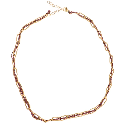 Collar de malla rectangular 6mm y hilos entrelazados Acero inoxidable 304L Dorado - Violeta x45cm