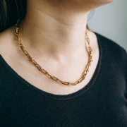 Collar de malla rectangular 6mm y hilos entrelazados Acero inoxidable 304L Dorado - Violeta x45cm