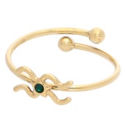 Anillo Ajustable Signo del Zodiaco - Acuario - Acero inoxidable 304L Dorado - Esmeralda x1|raw }}