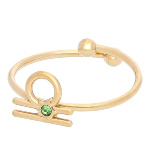 Anillo ajustable signo del zodiaco - Libra - Acero inoxidable 304L Dorado - Peridoto x1
