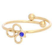 Anillo ajustable signo del zodiaco - Leo - Acero inoxidable 304L Dorado - Zafiro x1
