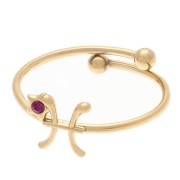 Anillo zodiacal ajustable Piscis y CZ - Acero inoxidable 304L Oro - Rosa|raw }}