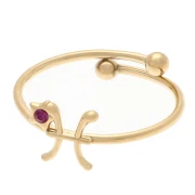 Anillo ajustable signo zodiacal Piscis y CZ - Acero inoxidable 304L Oro - Rosa