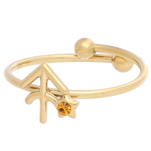 Anillo ajustable signo del zodiaco - Sagitario - Acero inoxidable 304L Dorado - Topacio x1