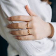 Anillo ajustable signo del zodiaco - Sagitario - Acero inoxidable 304L Dorado - Topacio x1