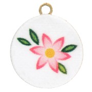 Dije redondo de 10 mm con impresión UV - Flor - Acero inoxidable 304L Dorado - Rosa - Blanco|raw }}