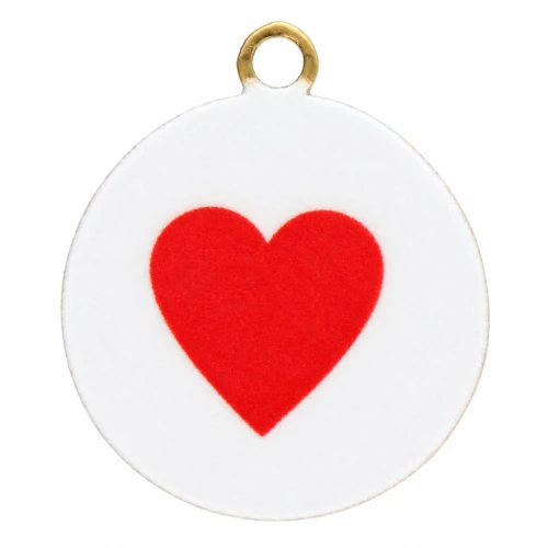 Dije redondo de 10 mm con impresión UV - Corazón - Acero inoxidable 304L Dorado - Rojo - Blanco