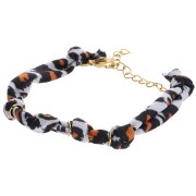 Pulsera de tejido anudado con 3 anillas - Acero inoxidable 304L Dorado - Leopardo x18cm|raw }}