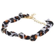 Pulsera de tejido anudado con 3 anillas - Acero inoxidable 304L Dorado - Leopardo x18cm