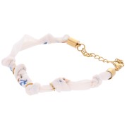 Pulsera de tela flor atada con 3 anillas - Acero inoxidable 304L Dorado - Marfil x18cm|raw }}