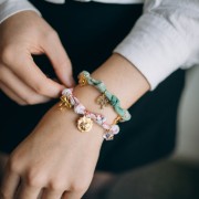 Pulsera de tejido anudado con 3 anillas - Acero inoxidable 304L Dorado - Marrón - Negro x18cm