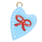 Dije corazón 12x8 mm Impresión UV - Lazo - Acero inoxidable 304L Dorado - Azul - Rojo