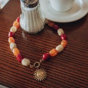 Cuenta barroca irregular de resina opaca 19x15 mm - Naranja x1