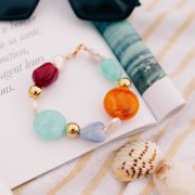 Cuenta barroca irregular de resina opaca 19x15 mm - Naranja x1