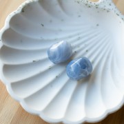 Cuenta barroca irregular de resina translúcida 19x15 mm - Azul gris jaspeado x1