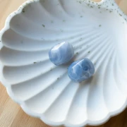 Cuenta barroca irregular de resina translúcida 19x15 mm - Azul gris jaspeado x1