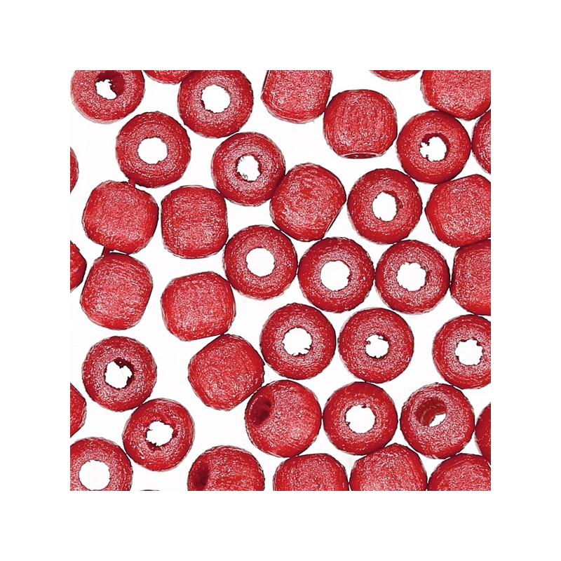 Redondas de madera 4 mm Rojo Nacreado x50 - Perles & Co