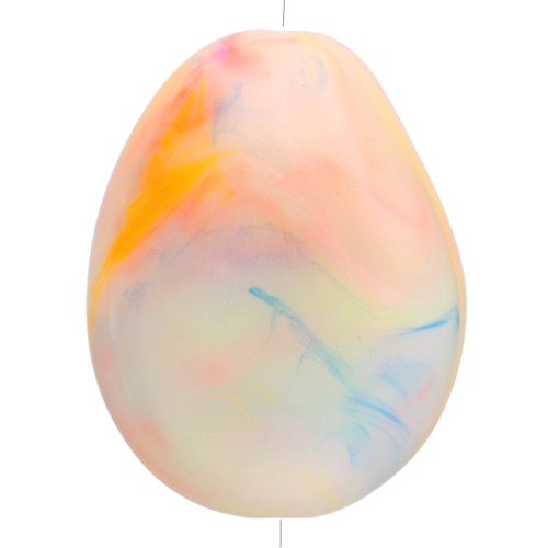 Cuenta de resina opaca irregular plana 25x20 mm - Perla multicolor jaspeada x1