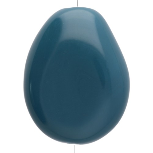 Cuenta plana irregular 25x20 mm en resina opaca - Azul pavo real x1