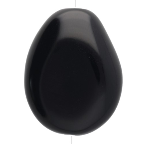 Cuenta plana irregular 25x20 mm en resina opaca - Negra x1