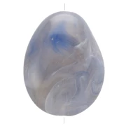 Cuenta plana irregular 22x17 mm en resina translúcida - Azul gris jaspeado x1
