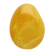 Perle plate irrégulière en résine translucide 22x17 mm - Jaune miel marbré x1